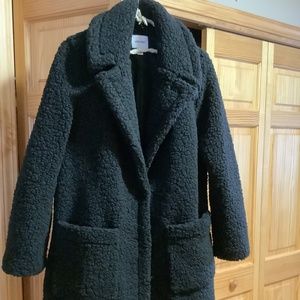 Nine West Black Teddy Bear Coat